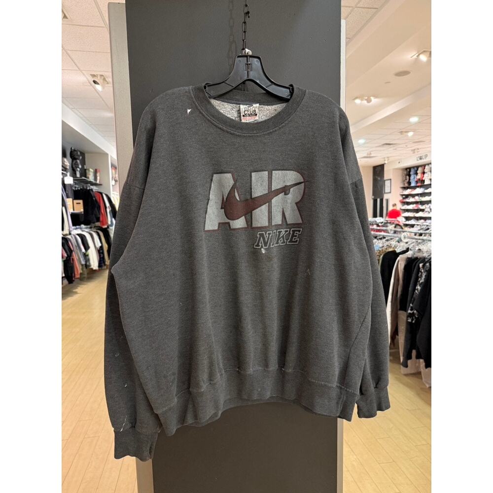 Y2K Nike Air Vintage Center Swoosh Bootleg Pro Club Crewneck Sweatshirt Grey